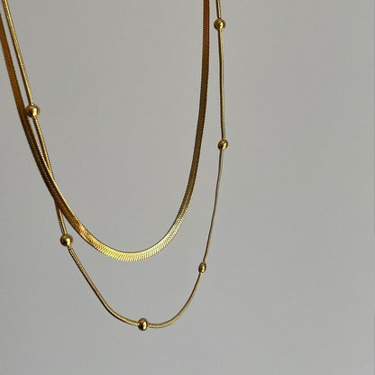 İkili Gold Renk Çelik Üzeri Altın Kaplama İtalyan & Dorika Kolye