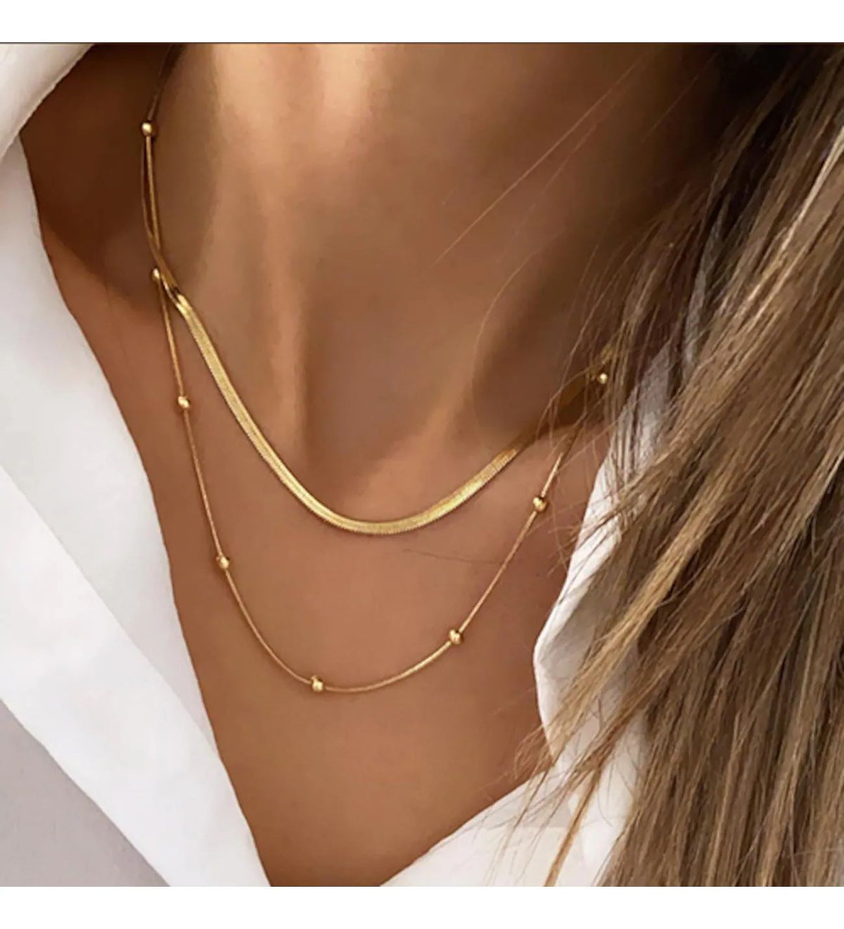 İkili Gold Renk Çelik Üzeri Altın Kaplama İtalyan & Dorika Kolye